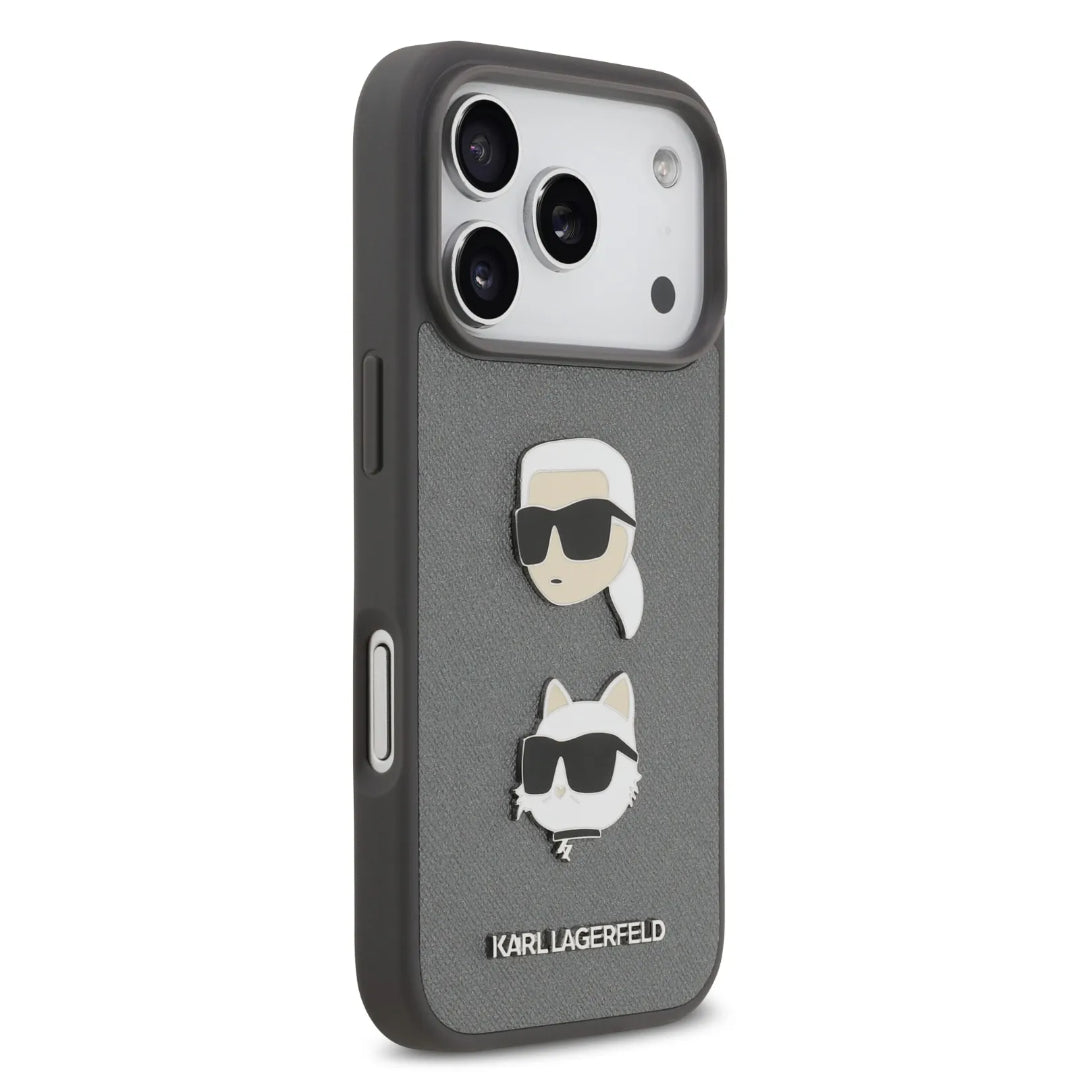Karl Lagerfeld Full Wrapped Saffiano Leather Case With Karl & Choupette Head Pins
