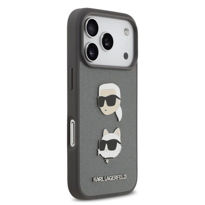 Karl Lagerfeld Full Wrapped Saffiano Leather Case With Karl & Choupette Head Pins