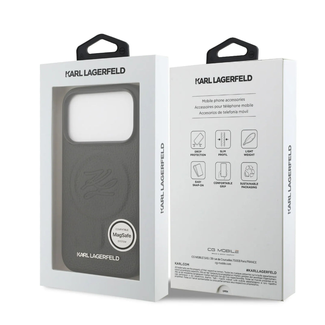 Karl Lagerfeld MagSafe PU Leather Case With Initial Deboosed Logo