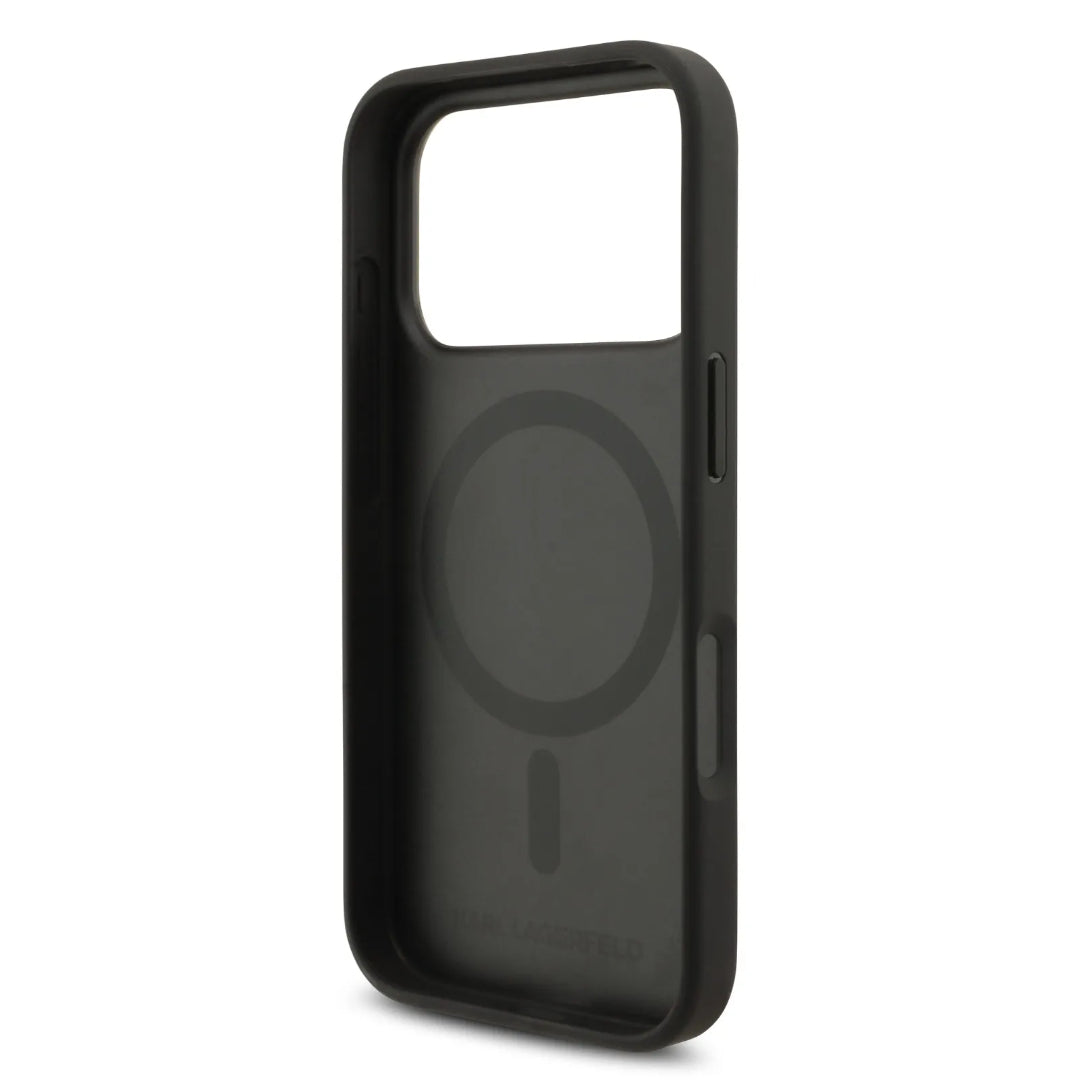 Karl Lagerfeld PU Grained Case With Card Holder & Monogram Hot Stamped Pattern