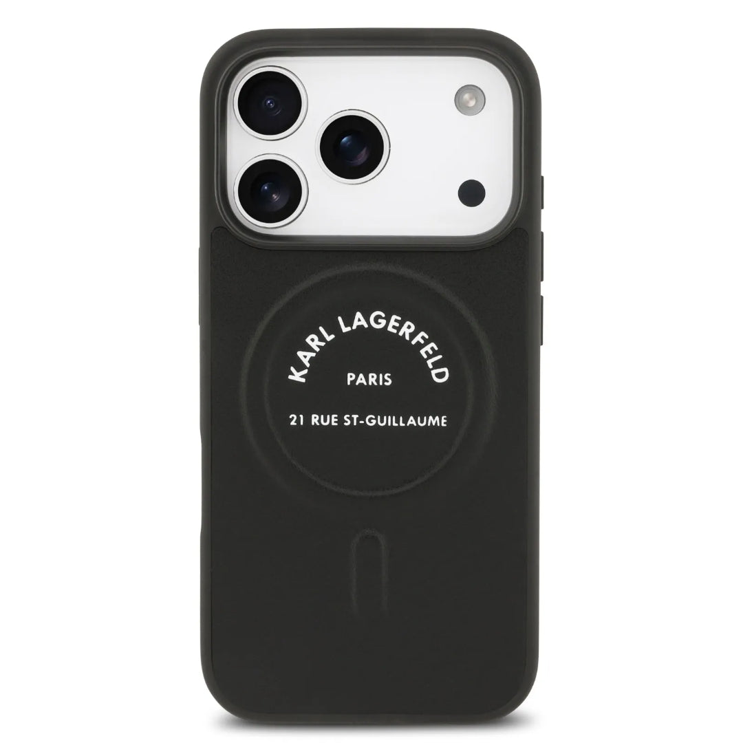 Karl Lagerfeld PU Grained Case With Card Holder & Monogram Hot Stamped Pattern