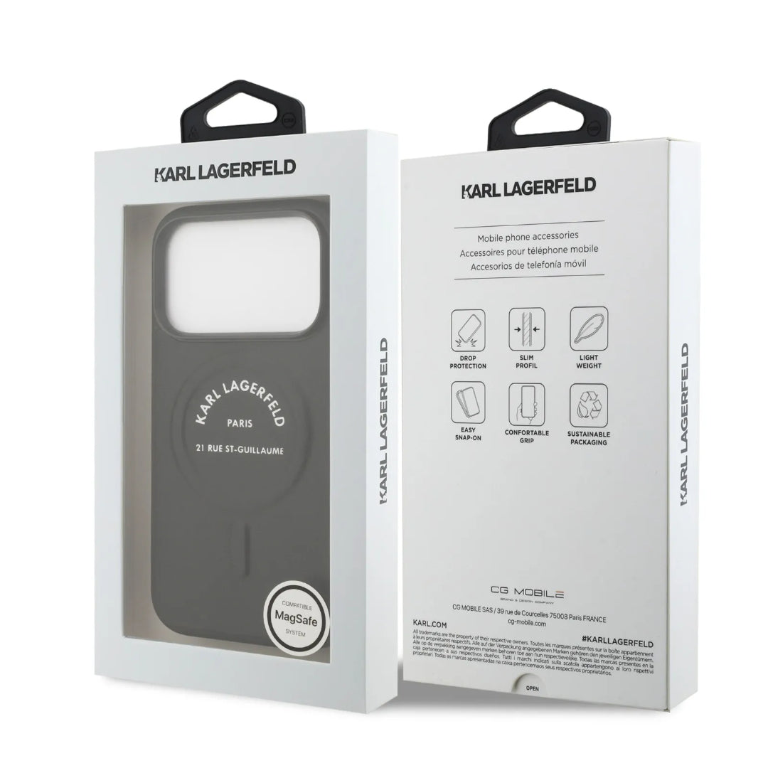 Karl Lagerfeld PU Grained Case With Card Holder & Monogram Hot Stamped Pattern