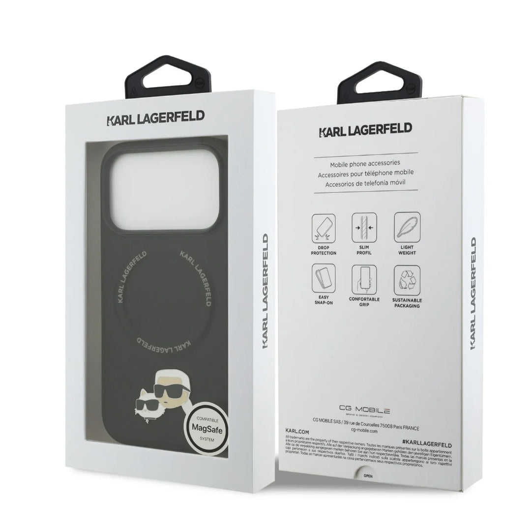Karl Lagerfeld PU Leather Case With Karl & Choupette Head Pins