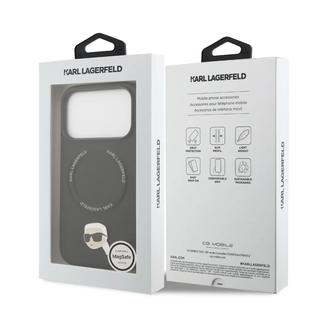 Karl Lagerfeld PU Leather Case With Karl Head Pins